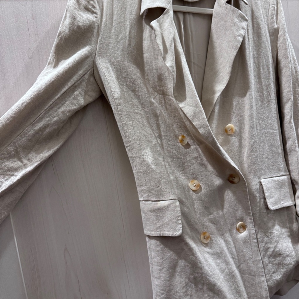 Free People Olivia Linen Blazer Cream Jacket size XS NWOT - Picture 7 of 8